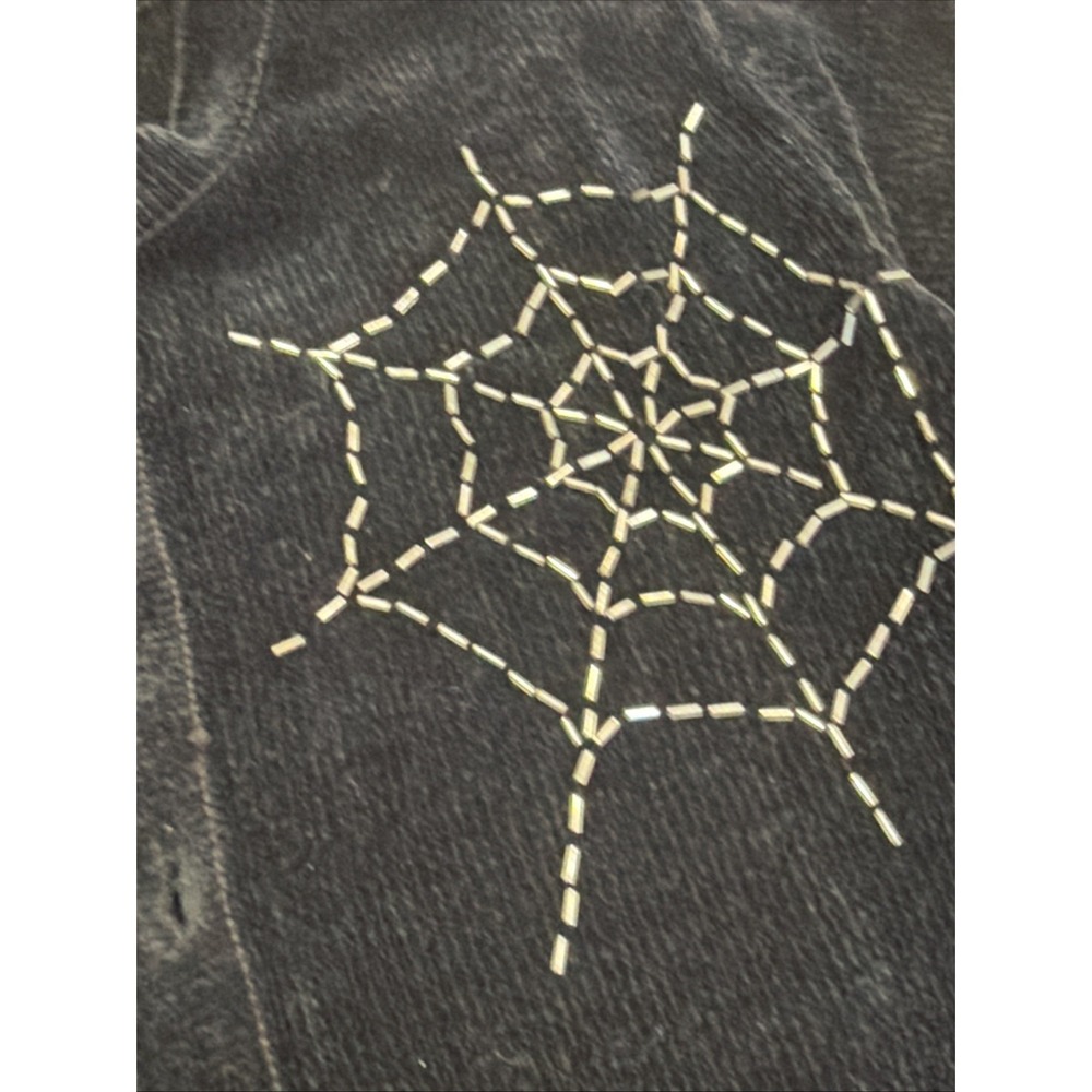 Vintage Storybook Knits Halloween Cardigan Beaded Spider Web Rhinestones Size S - Picture 2 of 13